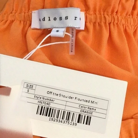 Endless Rose Off the Shoulder Flounced Mini dress. Orange Size small NWT - Picture 4 of 6